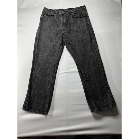Rocawear Men's Relaxed Fit Straight Leg Faded Black Denim Jeans - Size 38x31 - Picture 1 of 8